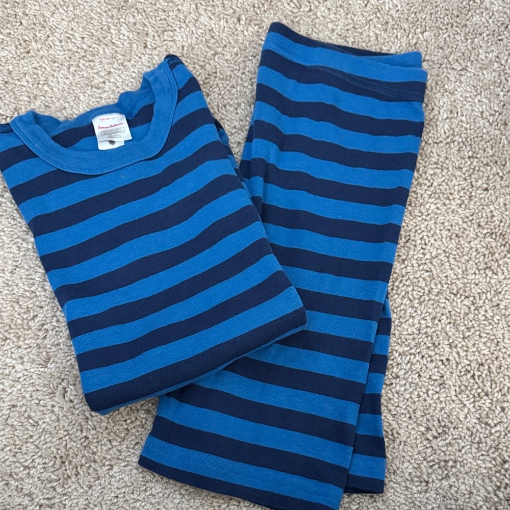 Hanna Andersson Navy and Blue Striped Pajama Set